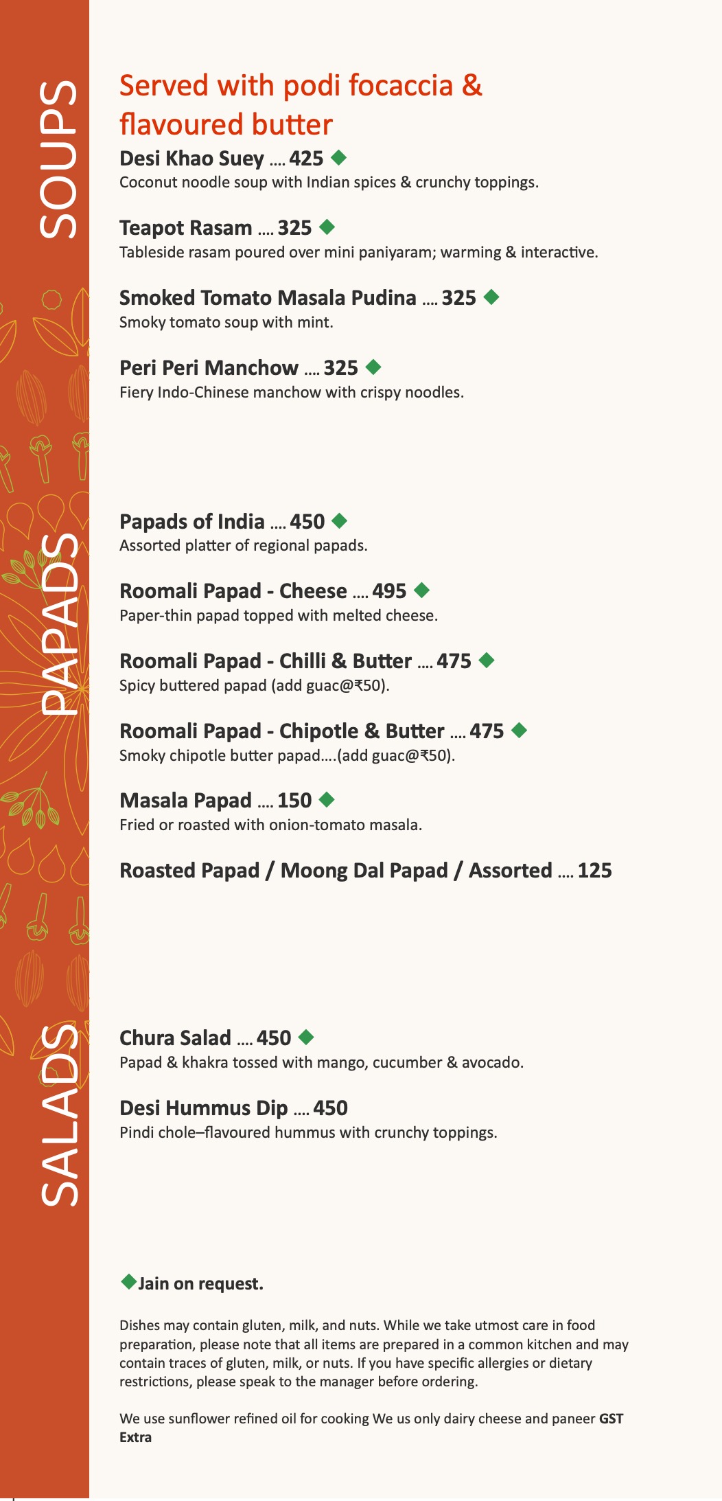Soup, Salad, Papad